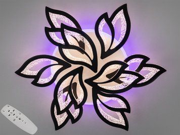 Стельова люстра з пультом, диммером і LED підсвічуванням, 140W, чорна 2455/6+3BK 3col dim фото