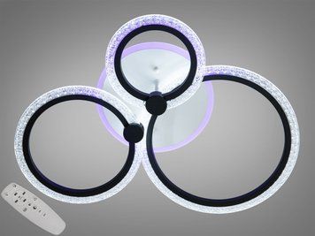 LED люстра з пультом, диммером і кольоровою підсвіткою, 55W, чорна A8180/3WH 3col dim фото