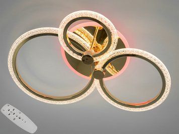 LED люстра з пультом, диммером і кольоровою підсвіткою, 55W, золото A8180/3HR 3col dim фото