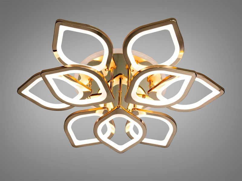 Стельова люстра з диммером і LED підсвічуванням, колір золото, 165W 8073/6+3G 3col dim фото