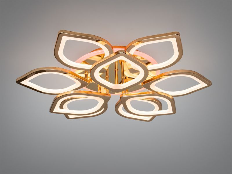 Стельова люстра з диммером і LED підсвічуванням, колір золото, 165W 8073/6+3G 3col dim фото