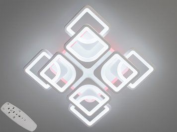 LED люстра з пультом, димером і кольоровою підсвіткою, 170W, біла HS8060/4+4WH 3col dim фото