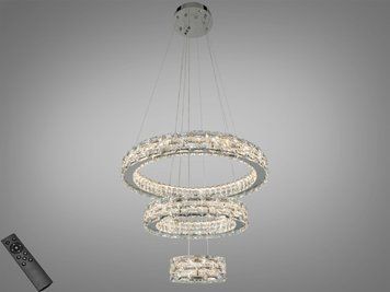 LED люстра каскад хром 70Вт пульт 3 кільця 7896/600+400+200S-gold фото