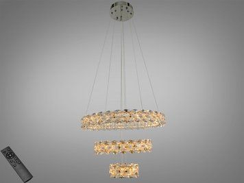 LED підвісна люстра золото 3 кільця пульт 95 Вт 7895/600+400+200CH фото